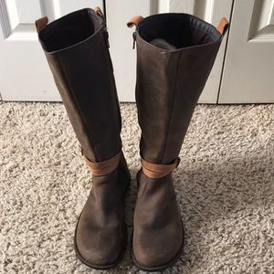 Brown leather boots